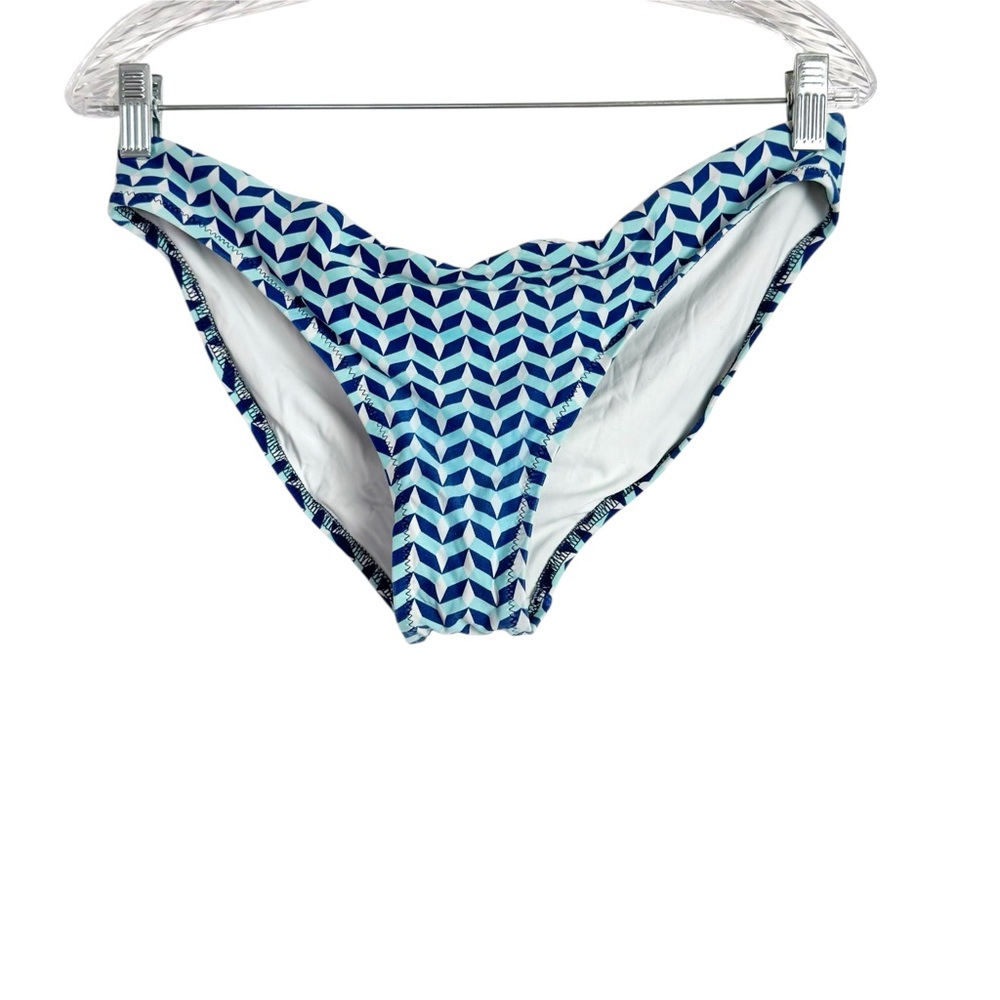 Helen Jon Classic Hipster Blue Geo Pattern Womens Swim Bottoms Size Large
